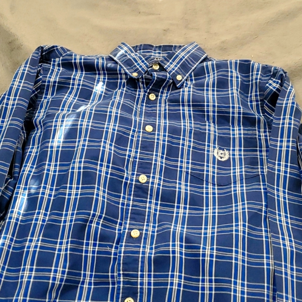 Chaps easy care blue plaid button down